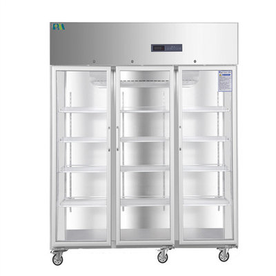 Tres refrigerador médico de las puertas 1500L de la farmacia de cristal de la capacidad para la tienda médica