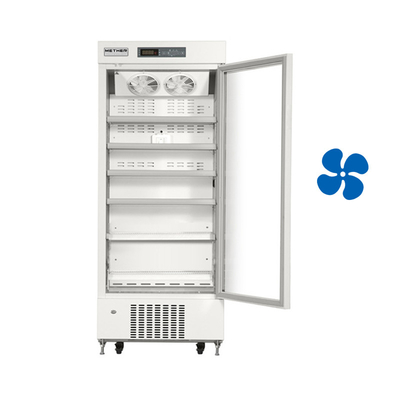 Control de temperatura con microprocesador Refrigerador de farmacia médica con puerta de vidrio caliente 416L