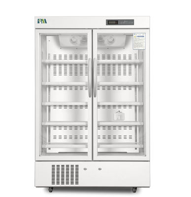 2-8 refrigerador biomédico del grado de la farmacia de la puerta de cristal doble del grado con la luz interior del LED
