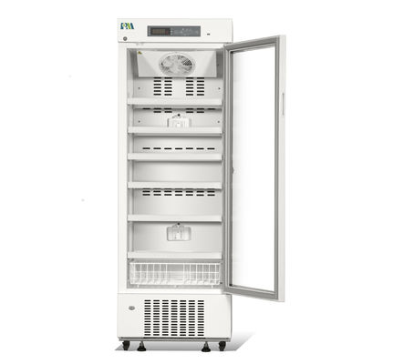 Farmacia de cristal de la puerta del grado +315L del sistema de enfriamiento 2~8 y refrigerador médico con el puerto de USB y el agujero de la prueba
