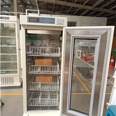 Banco de sangre portátil de hospital gabinete frigorífico con puerta de vidrio de espuma de calefacción 208L
