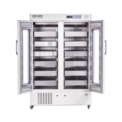 Refrigeradores de banco de sangre de puerta interna 2 con refrigeración por aire forzado y material interno de acero recubierto