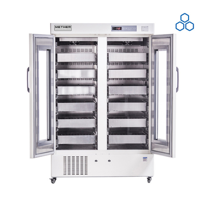 Refrigeradores de banco de sangre de puerta interna 2 con refrigeración por aire forzado y material interno de acero recubierto