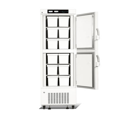 refrigerador biomédico del congelador de la baja temperatura del montante doble de la cámara de los cajones 358L 12 para el gabinete de almacenamiento vaccíneo